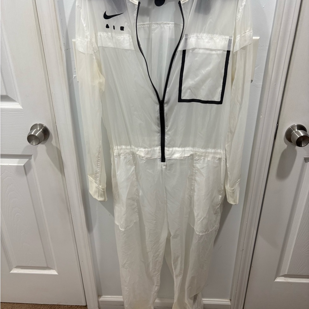 Nike Women's Sheer White Jumpsuit with Black Accents